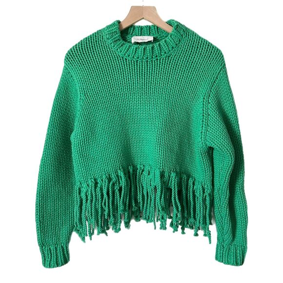 The Wolf Gang Verde Fringe Knit Heavyweight Sweater in Emerald Size XS/S - Picture 2 of 6